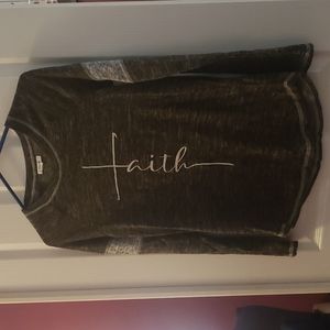 Maurices Charcoal Grey 'Faith' Long Sleeve T-shirt. Sz XS